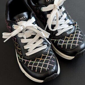 Little Girl's Black Rainbow Jeweled Sketchers Size 11/12 Shoes